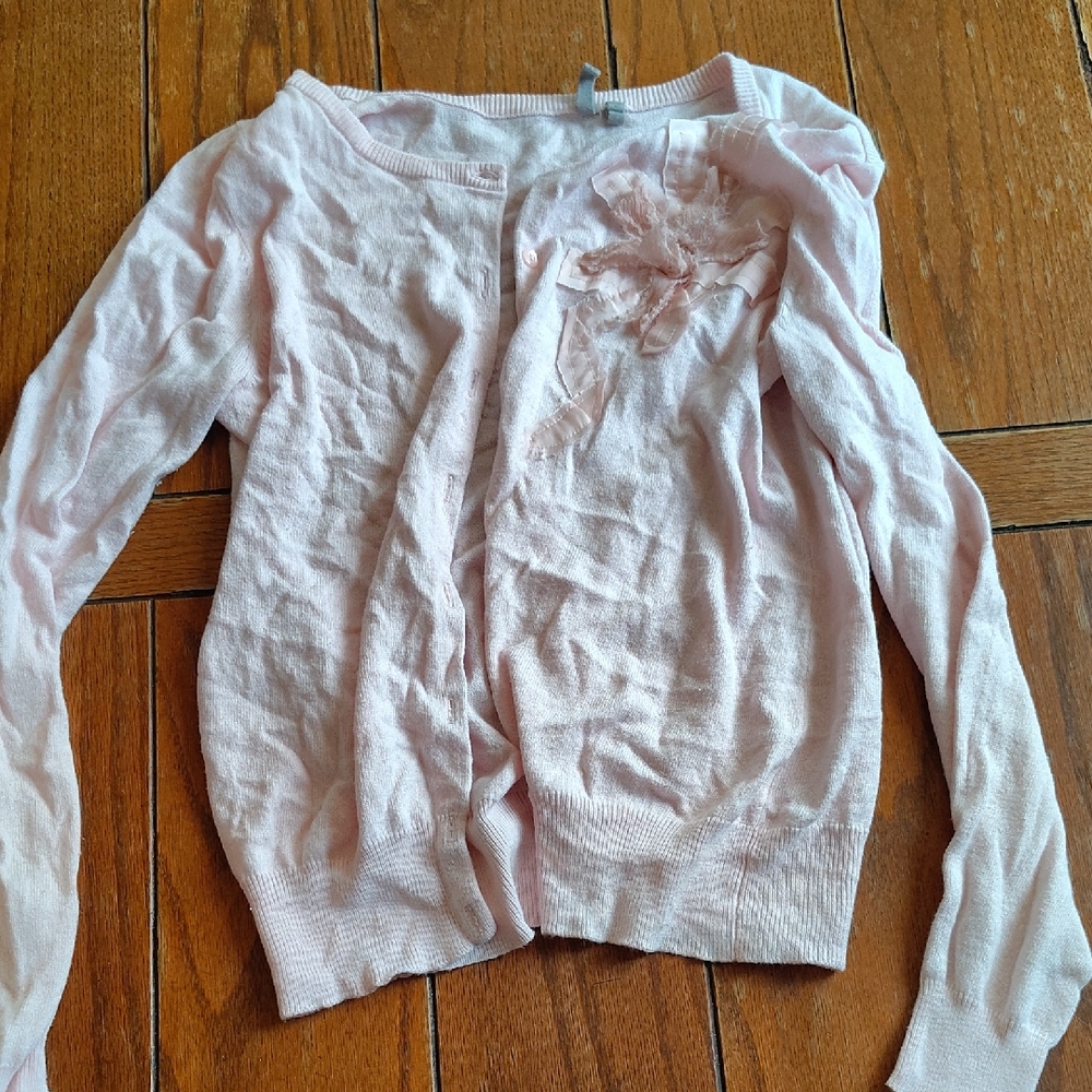 Source Unknown Light Pink Cardigan with Floral Accent